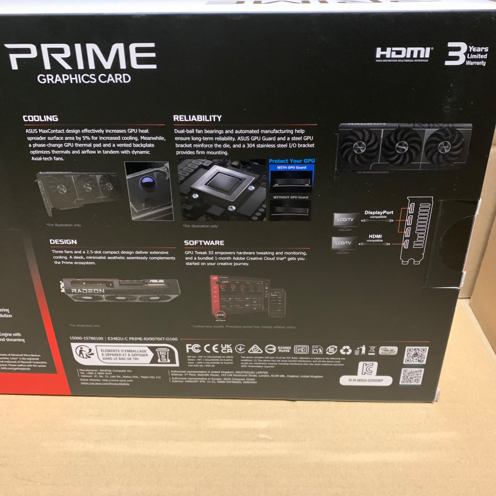 ASUS AMD Radeon RX9070XT エイスース グラフィックボード 搭載 ビデオ