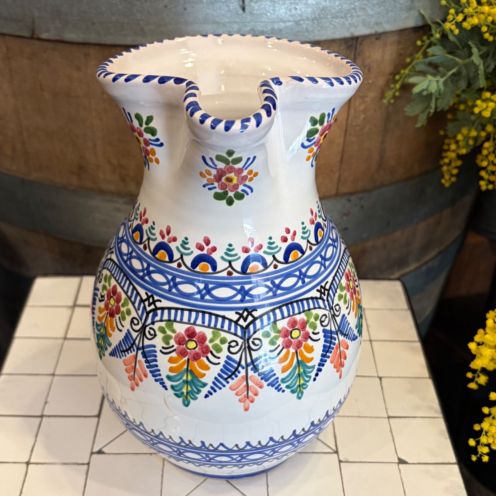  スペイン陶器 直輸入 ピッチャー 大きいサイズ ハンドメイド 絵付け 水差し ピッチャー デキャンタ キッチン 食器