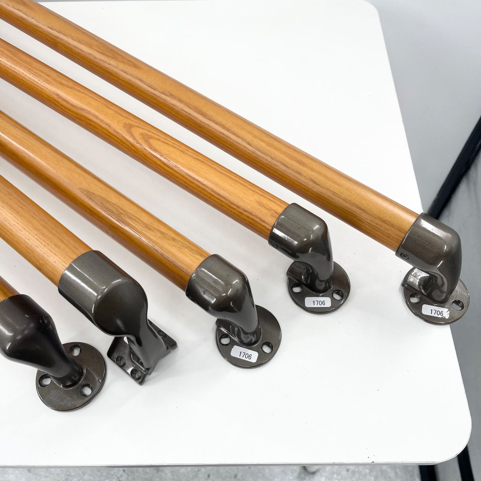 TOTO 手すり 木製 I型 5本セット 取付金具付き トイレ 浴室 介護用