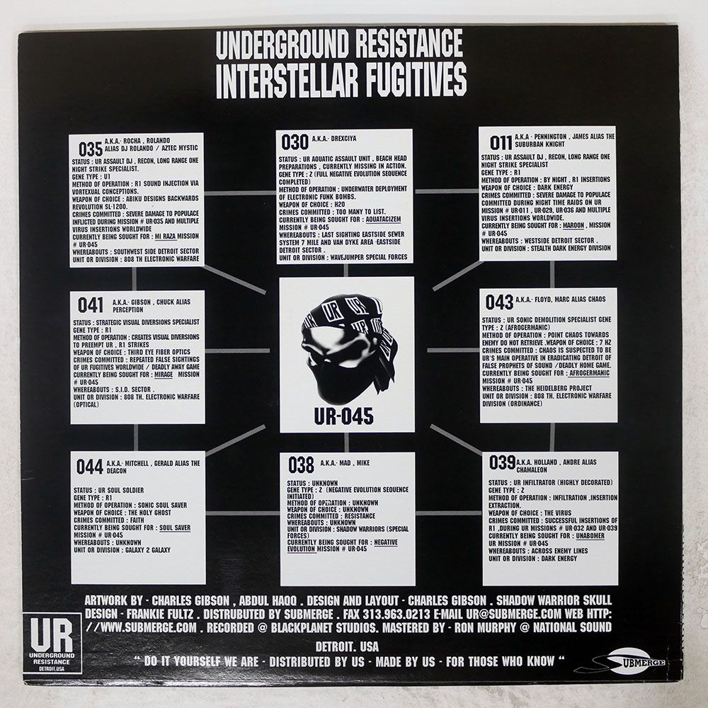 US盤 UNDERGROUND RESISTANCE/INTERSTELLAR FUGITIVES/UNDERGROUND