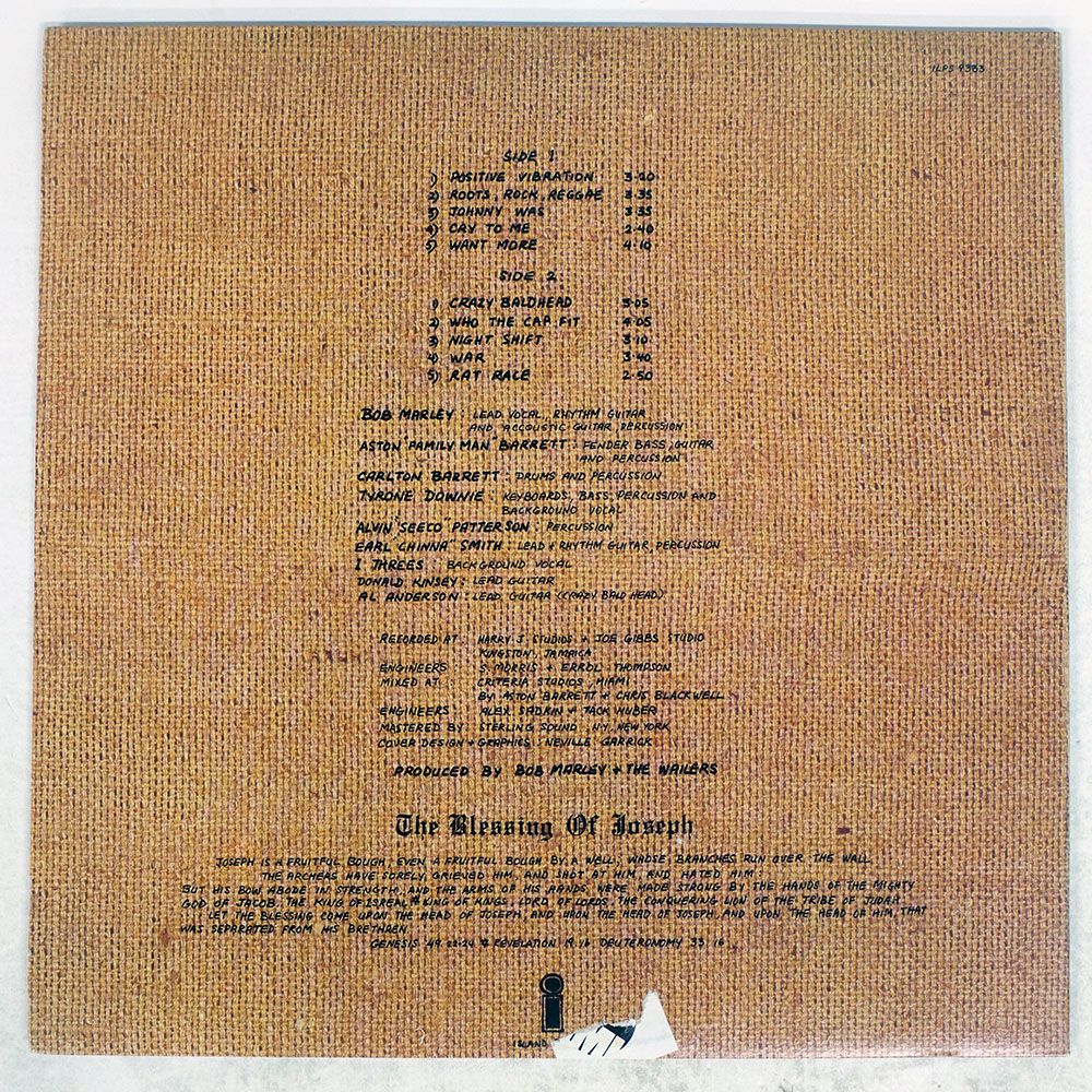 UK盤 BOB MARLEY - THE WAILERS| |ISLAND LP