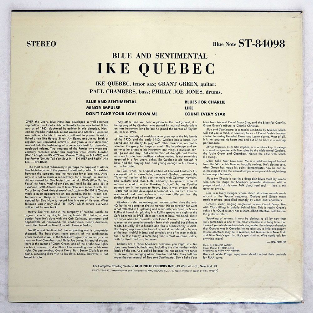 盤 IKE QUEBEC|BLUE - |BLUE NOTE LP