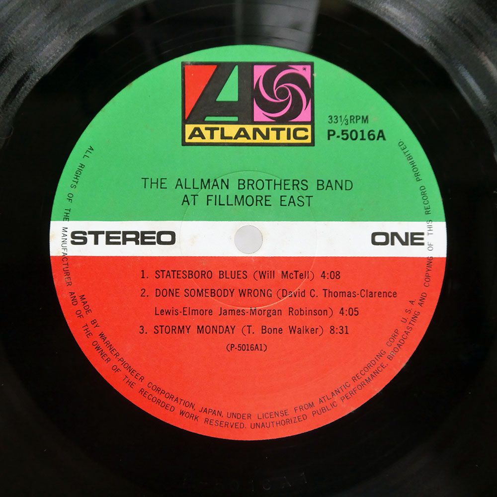  帯 盤 ALLMAN BAND|AT EAST| P 5016 A LP 洋楽 レコード
