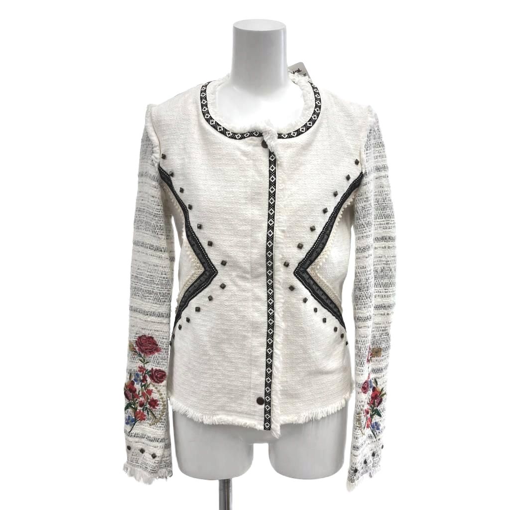 デシグアル Desigual タグ付き ツイードジャケット 花柄 刺繍デザイン