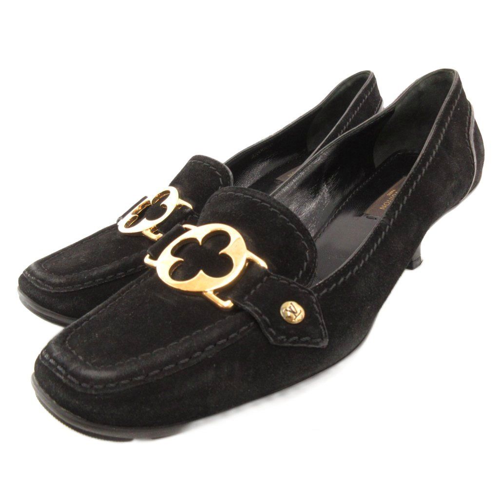 ルイヴィトン LOUIS VUITTON パンプス ローファー ヒール スエード