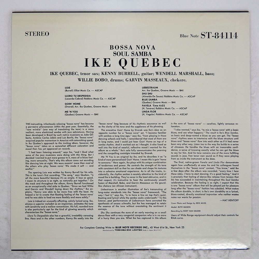 盤 IKE QUEBEC|BOSSA NOVA SOUL SAMBA|BLUE NOTE BN 4114 LP