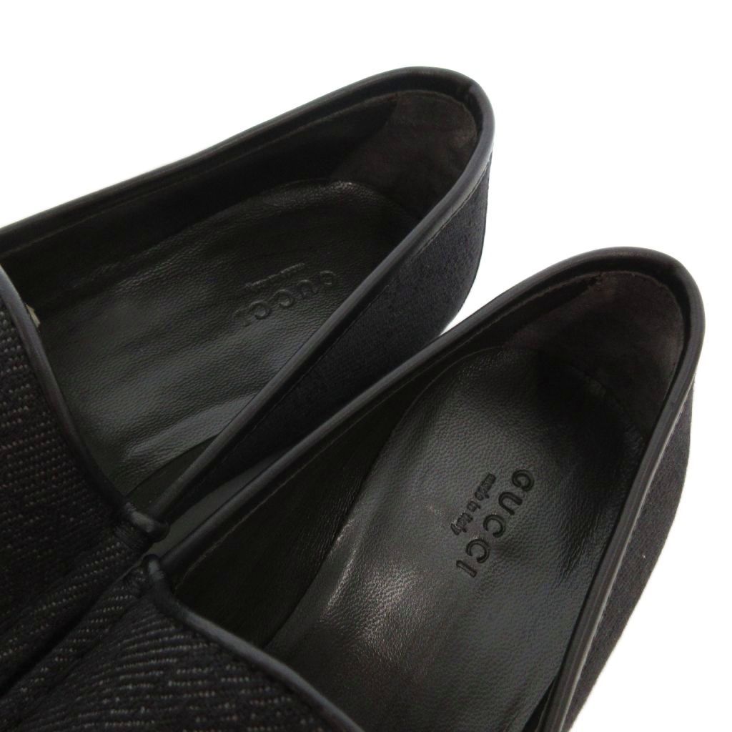 グッチ GUCCI GGキャンバス ローファー スリッポン 38 C ブラック系
