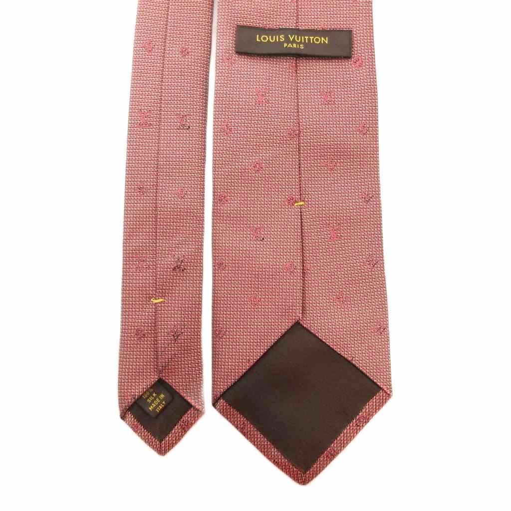 ルイヴィトン LOUIS VUITTON ネクタイ 絹 シルク ピンク系 ロゴ 総柄