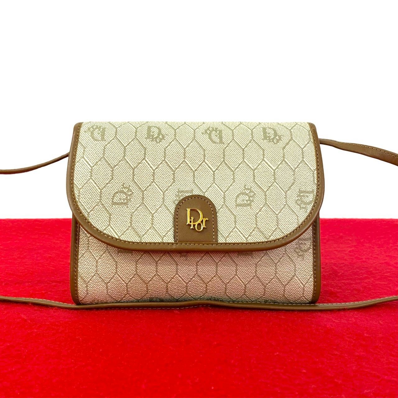 極 美品 Christian Dior クリスチャンディオール ハニカム 柄 ロゴ 