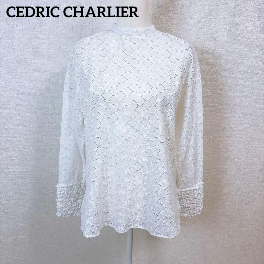 美品】CEDRIC CHARLIER 袖フリル クロシェニット ブラウス - メルカリ