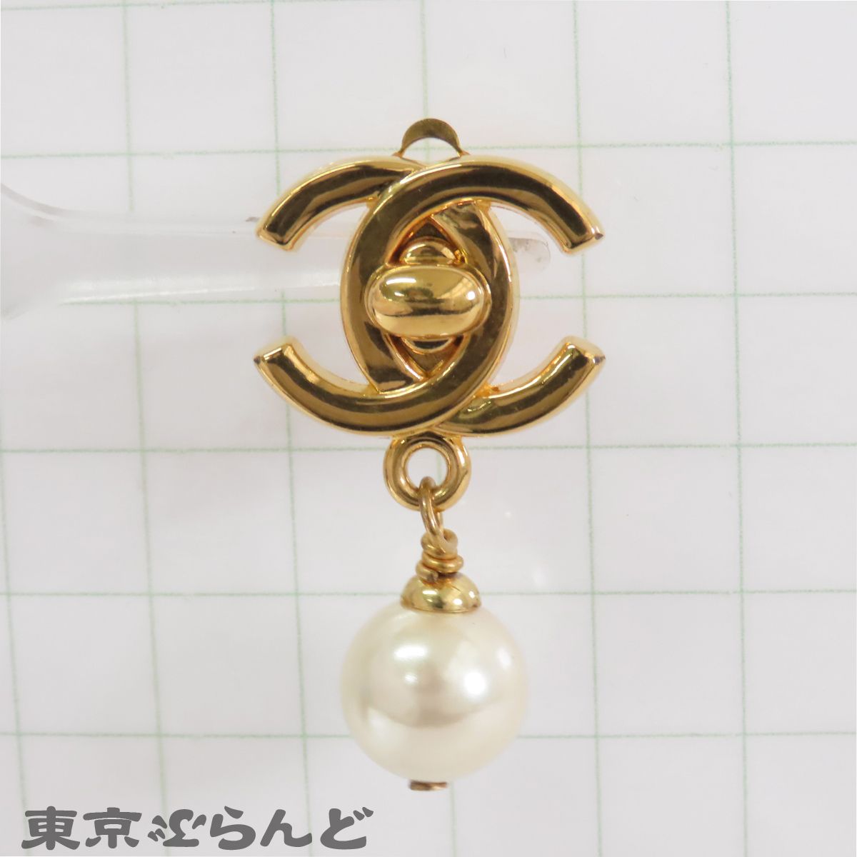 シャネル CHANEL ココ パール イヤリング ターンロック ゴールド 