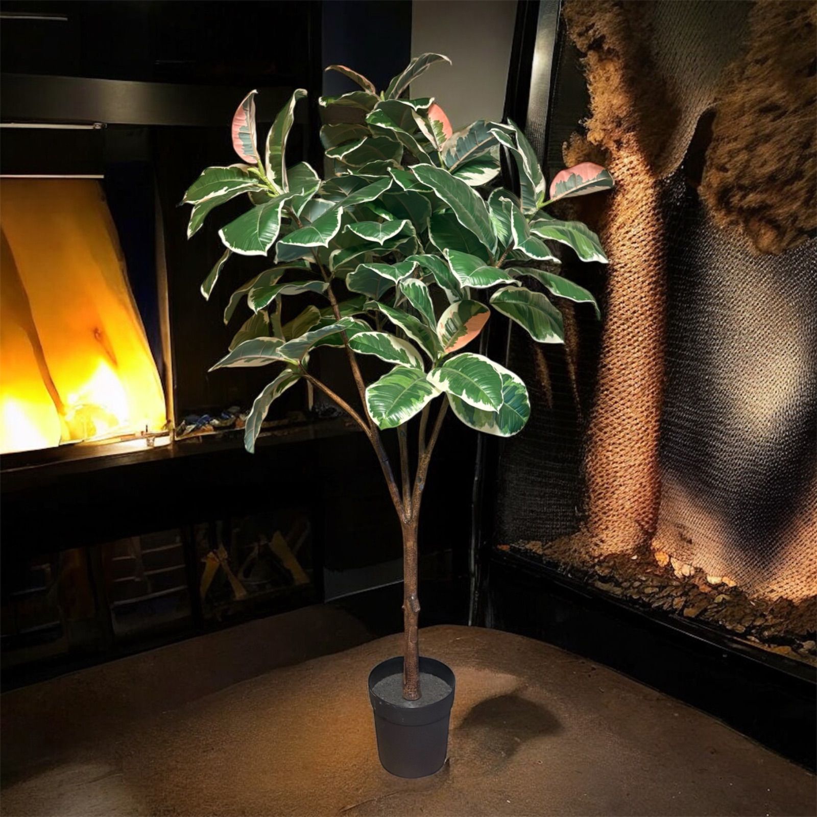 光触媒 人工観葉植物 ウォールグリーン フェイクグリーン 斑入りゴムの