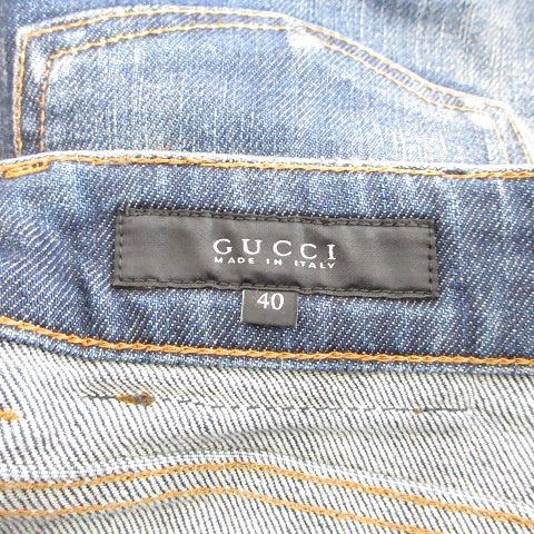 GUCCI デニム　インディゴ　スカート グッチ 台形 ロゴスカートGG柄 中古・古着通販】GUCCI (グッチ) GGボタン フレアデニムスカート