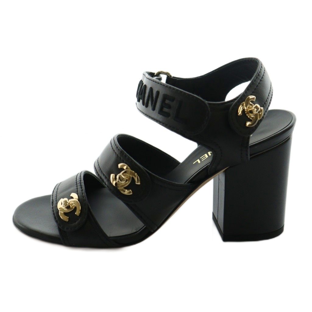 シャネル CHANEL ココマーク ストラップサンダル チャンキーヒール