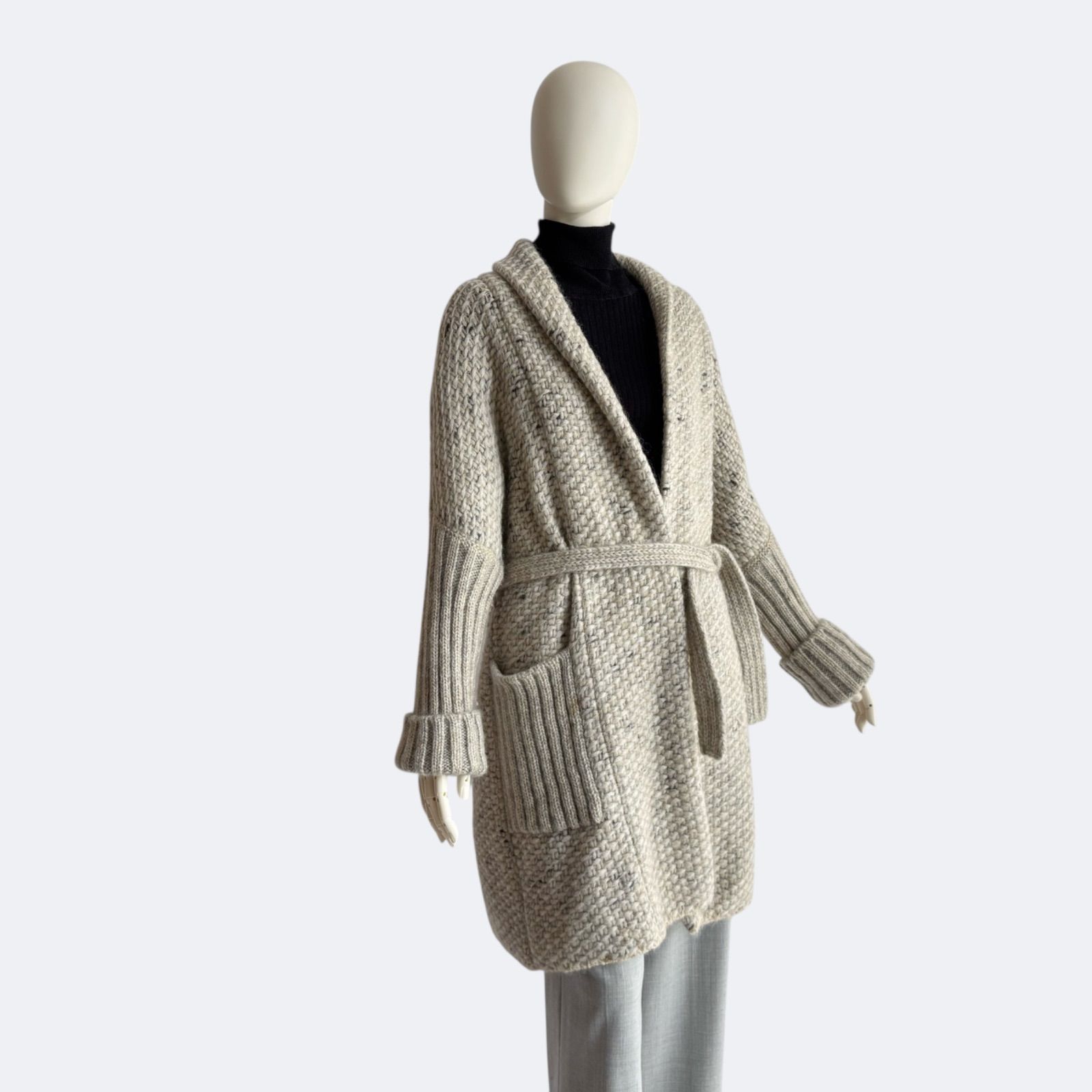 良品 訳あり マックスマーラ チェック柄 ニット カーディガン ロング ガウン 良品 訳あり マックスマーラ チェック柄 ニット カーディガン ロング