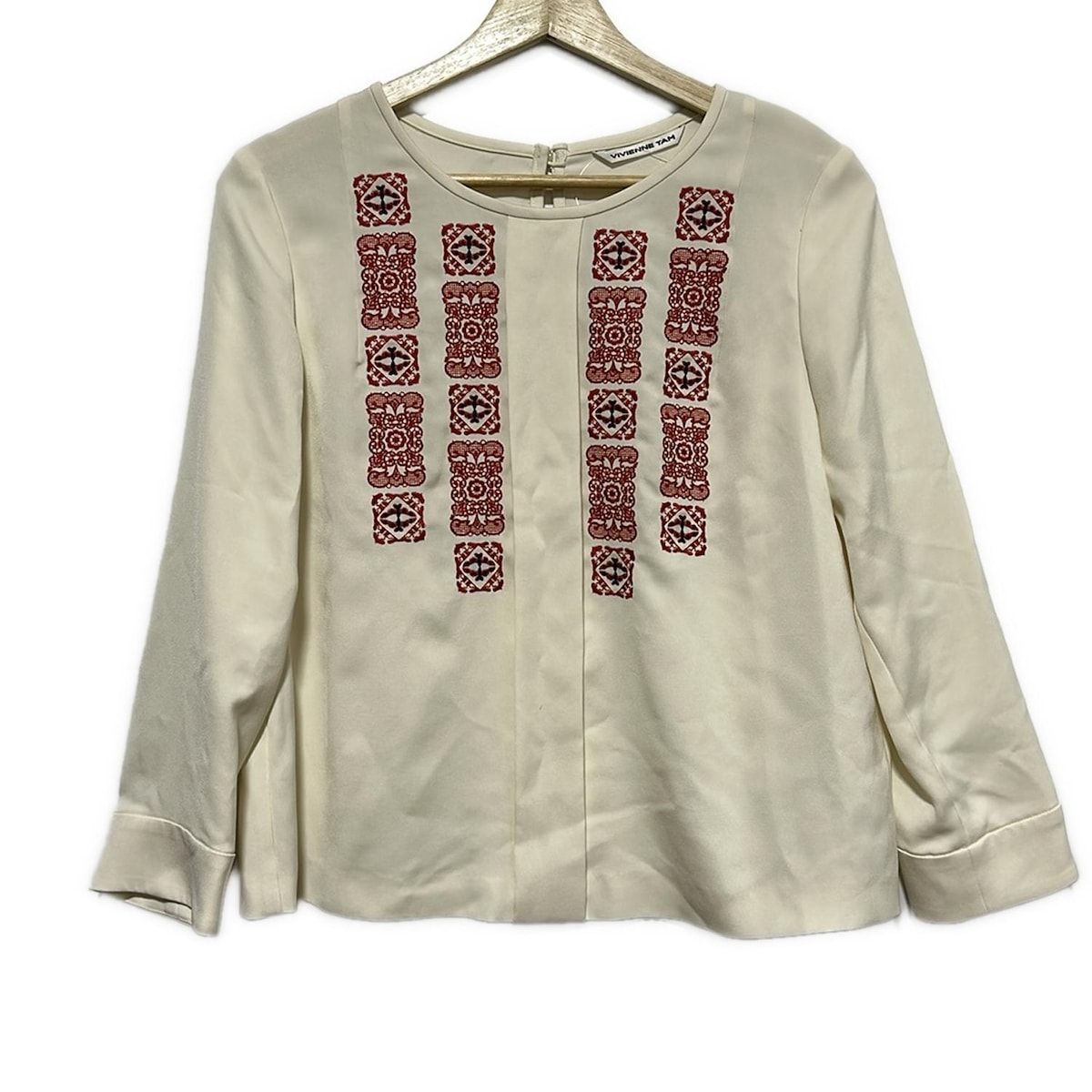 ヴィヴィアンタム VIVIENNE TAM ブラウス シルク 絹 刺繍 長袖 VIVIENNE TAM(ヴィヴィアンタム) 長袖カットソー サイズ1 S レディース