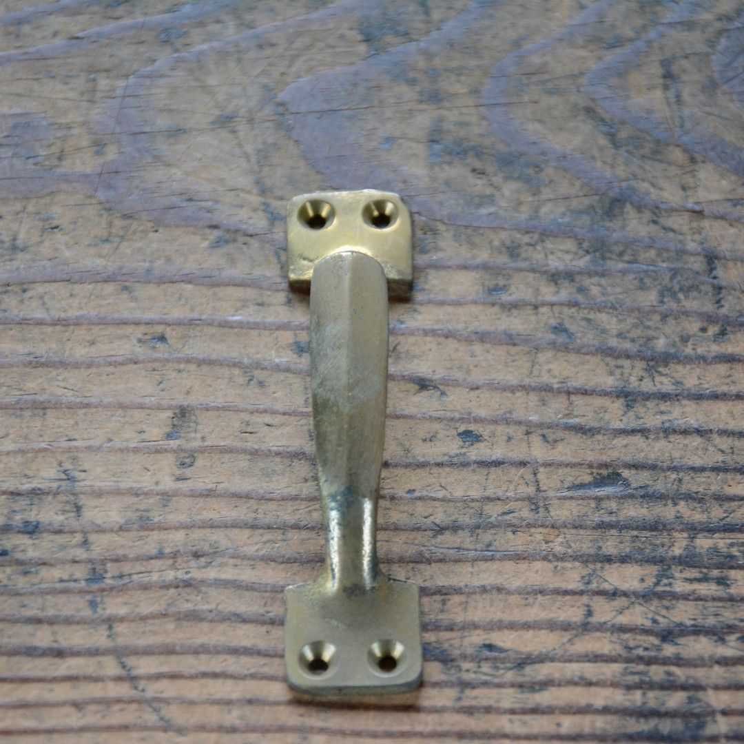 No.2381 古い背山フランス取手 真鍮鋳物 86mm 5個SET 未使用 デッド