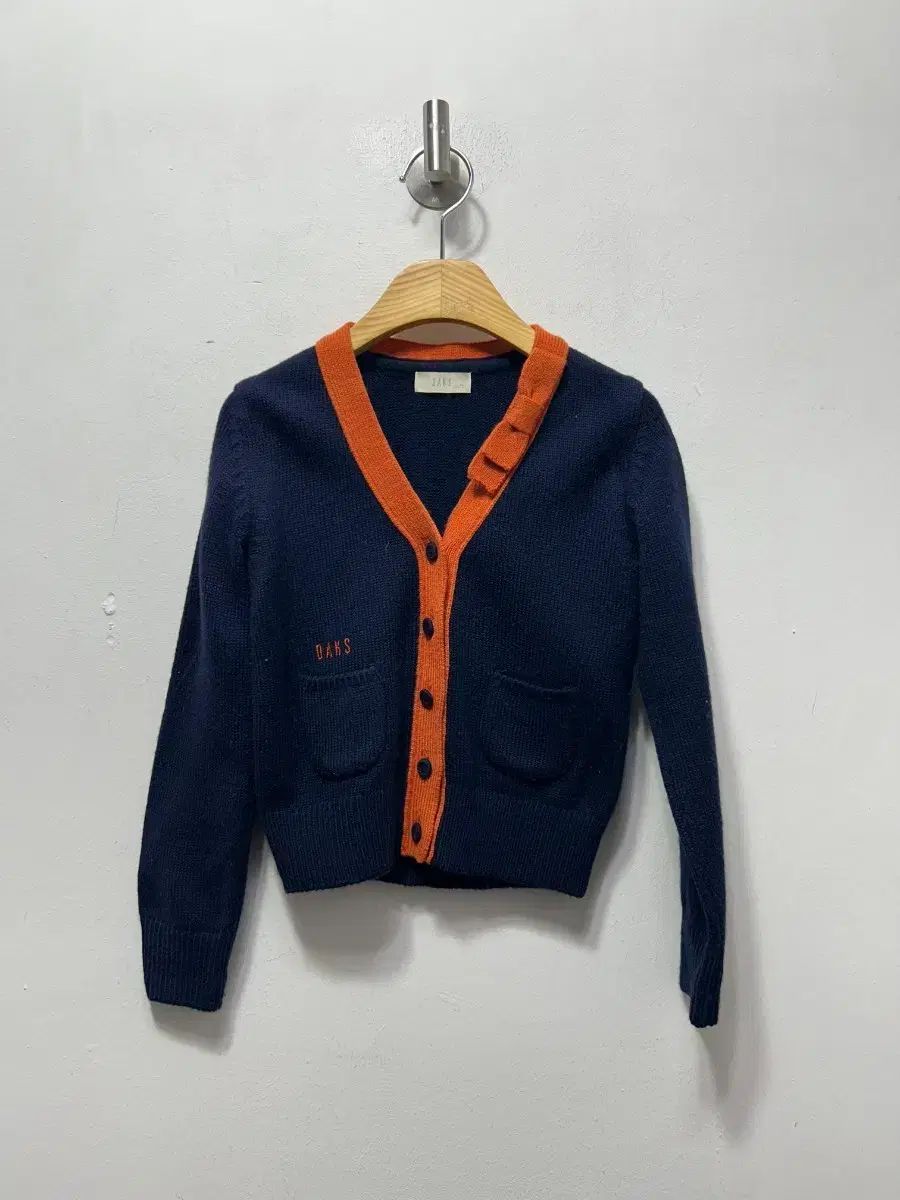 DAKS（ダックス） ネイビー オレンジ バイカラー カーディガン 120 