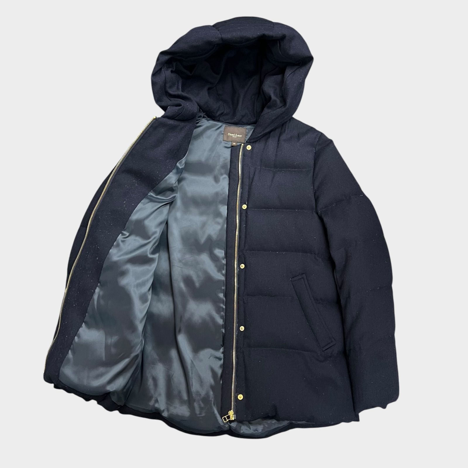 【美品】Demi-Luxe BEAMS 38 ダウンデミルクスビームスMネイビー Demi-Luxe BEAMS - Demi-Luxe BEAMS / FOXファーフードダウン ネイビー