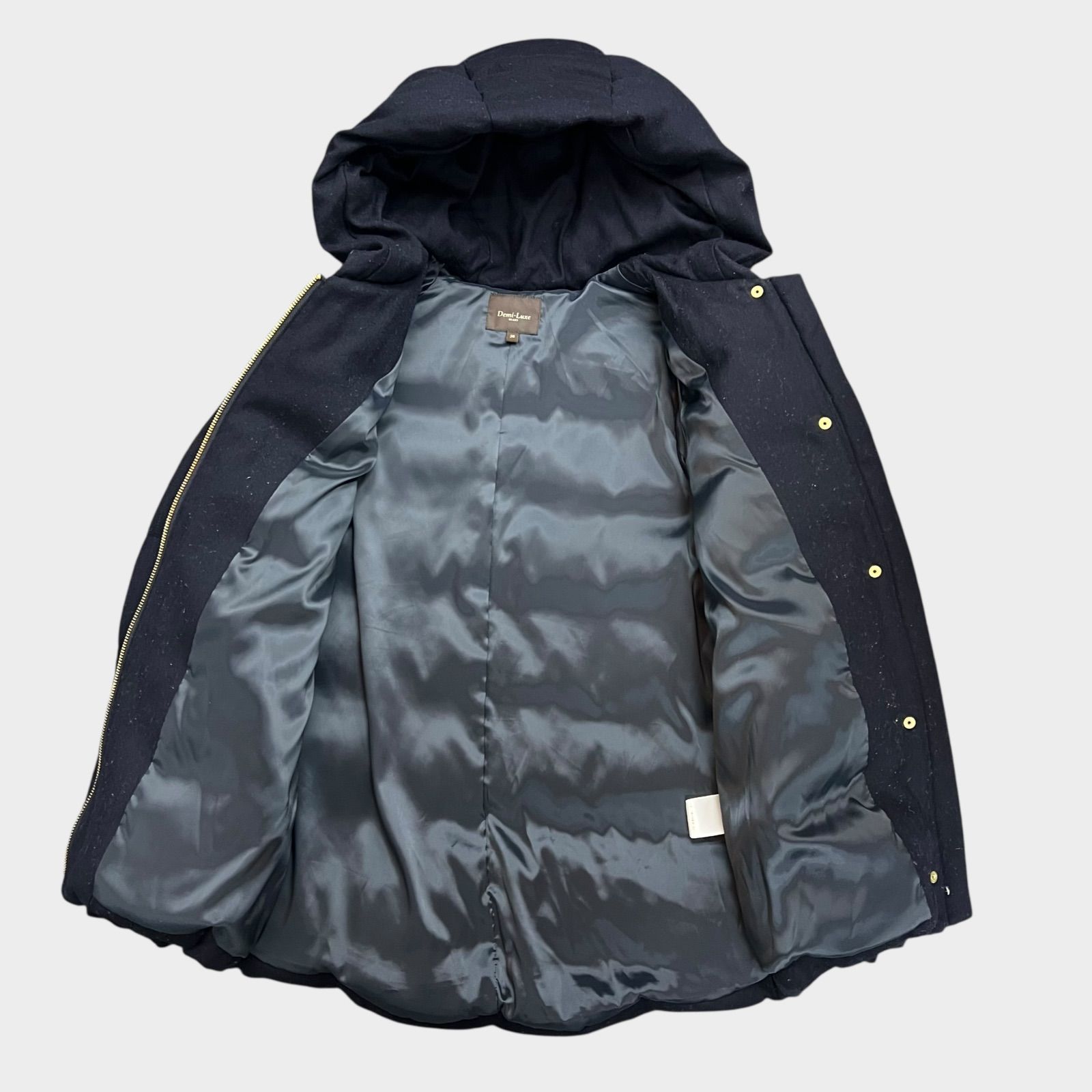 【美品】Demi-Luxe BEAMS 38 ダウンデミルクスビームスMネイビー Demi-Luxe Beams ダウンジャケット デミルクス ビームス ネイビー 38 M