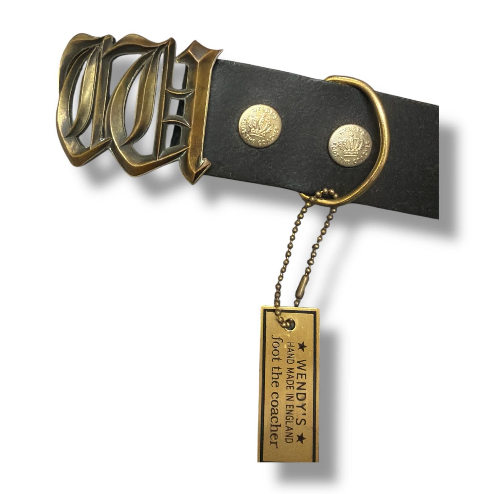 参考上代39900円 未使用 foot the coacher  × Wendy's w buckle belt(3 arow) バックルベルト スタッズレザー コラボ フットザコーチャー  × ウェンディーズ ゴールド O/S （1421M） 参考上代39900円 未使用 foot the coacher × Wendy's w buckle belt(3