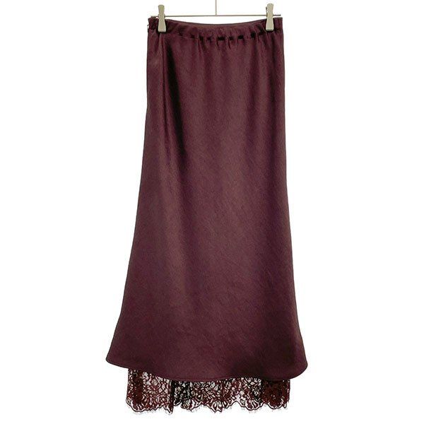 anuans アニュアンス レースレイヤードサテンナロースカート