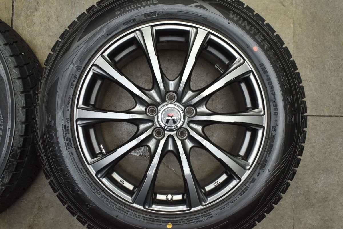 ★極美★タイヤ8分山AIRNOVA BS10エアノヴァ17インチ 専用ボルト付き XV フォレスター などに】AIRNOVA SB10 17in 7J +55 PCD100 ダンロップ