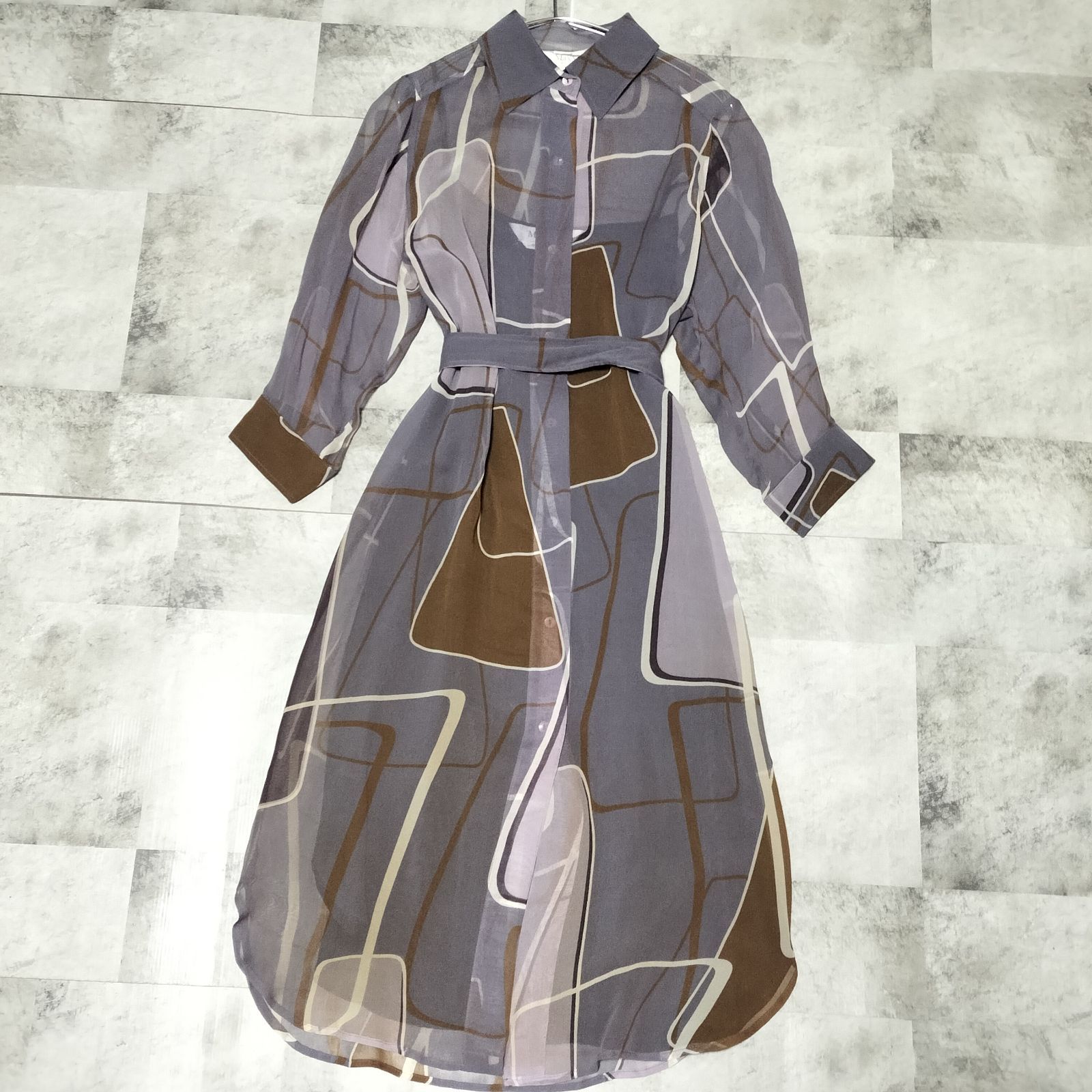 Max Mara マックスマーラ 白タグ シアー シャツワンピース Мサイズ