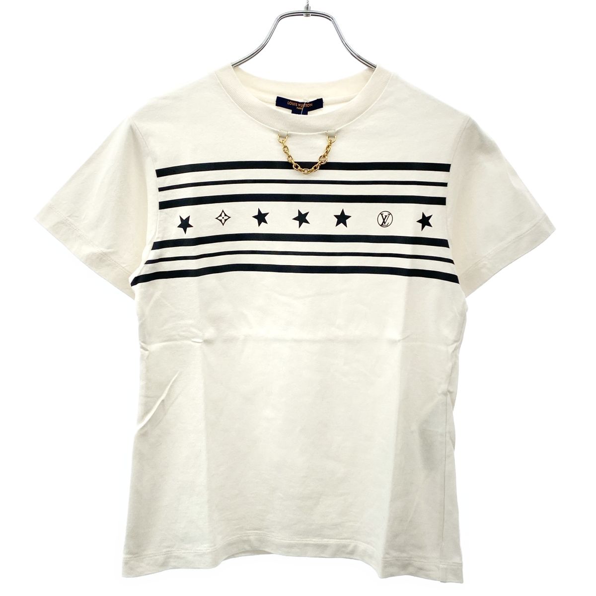 LOUIS VUITTON ルイヴィトン 22AW LVサマースターダストプリントネックチェーンTシャツ RW222W PQ9 FNTS25 ホワイト系 XS LOUIS VUITTON ルイヴィトン 22AW LVサマースターダストプリントネック