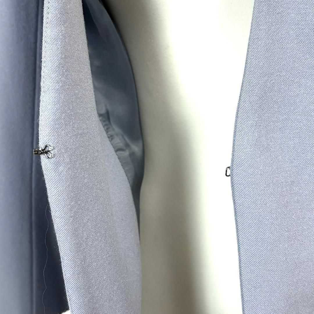 Theory luxe ノーカラージャケット フック 42 ブルーグレー 無地