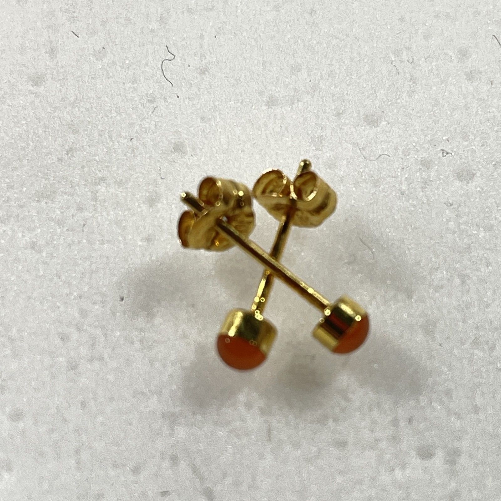 ☆ K18刻印 18金 ゴールド スタッドピアス 両耳ピアス オレンジ ポスト