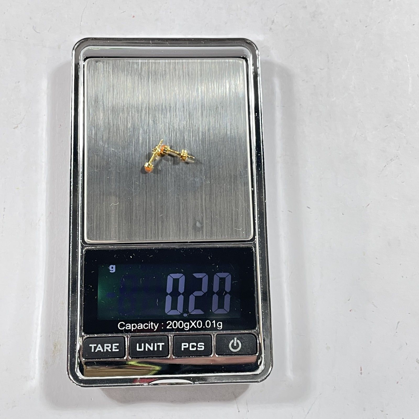 ☆ K18刻印 18金 ゴールド スタッドピアス 両耳ピアス オレンジ ポスト 