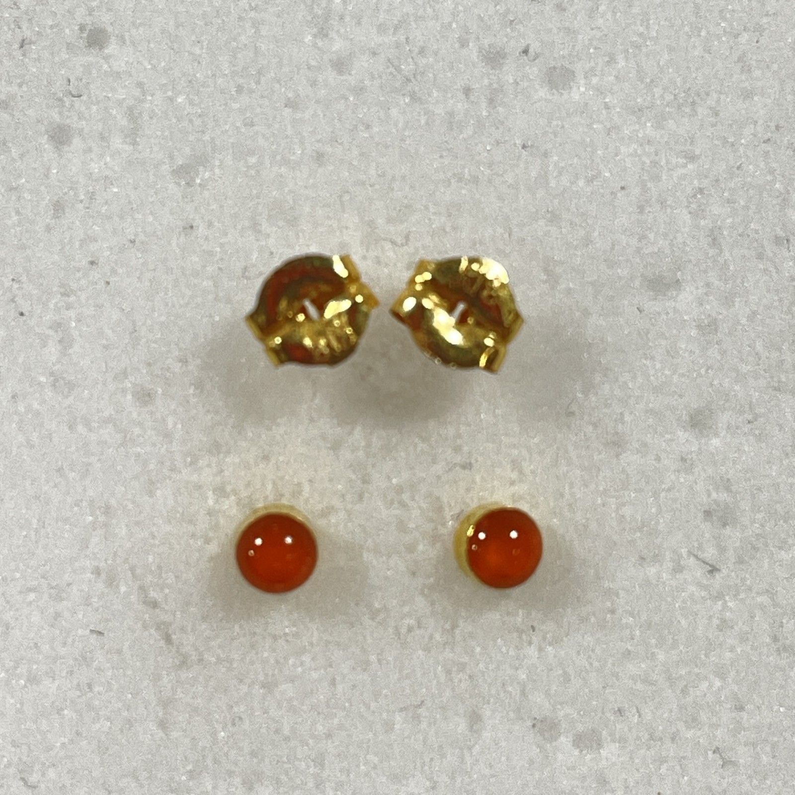 ☆ K18刻印 18金 ゴールド スタッドピアス 両耳ピアス オレンジ ポスト 