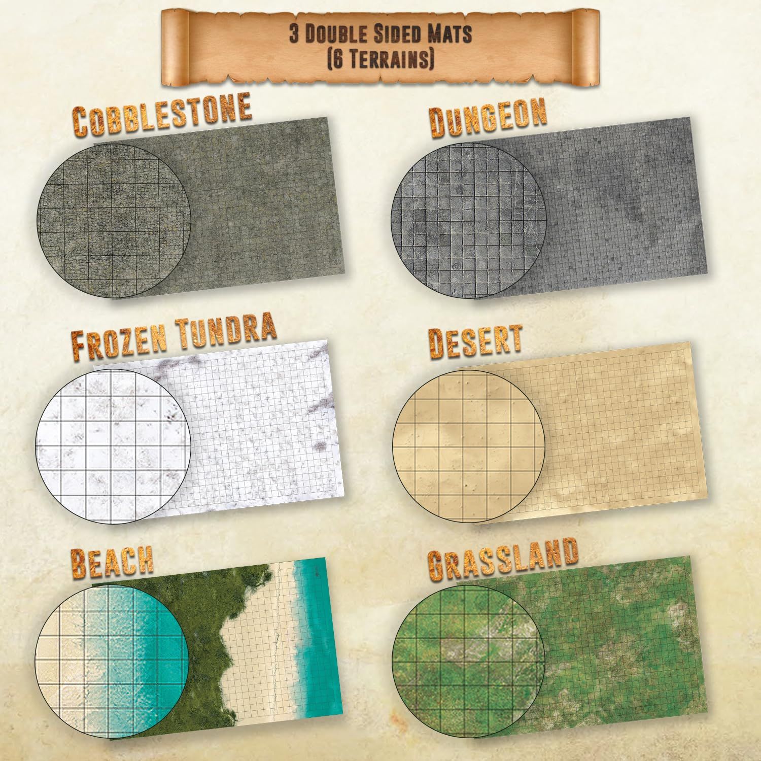 新品MeleeMatsDNDマップスターターキット24x36インチ2パック両面 Melee Mats DNDマップスターターキット - 24インチ x 36インチ 2パック