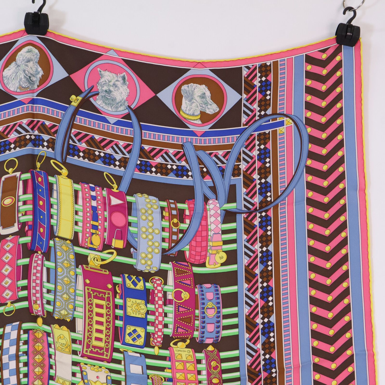 HERMES エルメス 【美品】Colliers et chiens 首輪と犬 カレ90 シルク