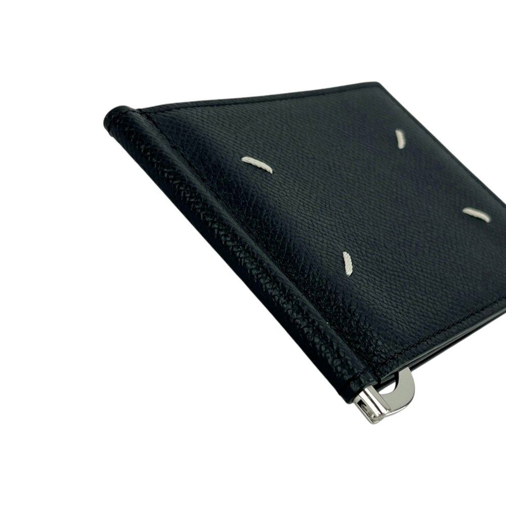 美品　マルジェラ　マネークリップ　4ステッチ　カードケース　ブラック　レザー メゾンマルジェラ □新同□ マネークリップ 札ばさみ カードケース 4