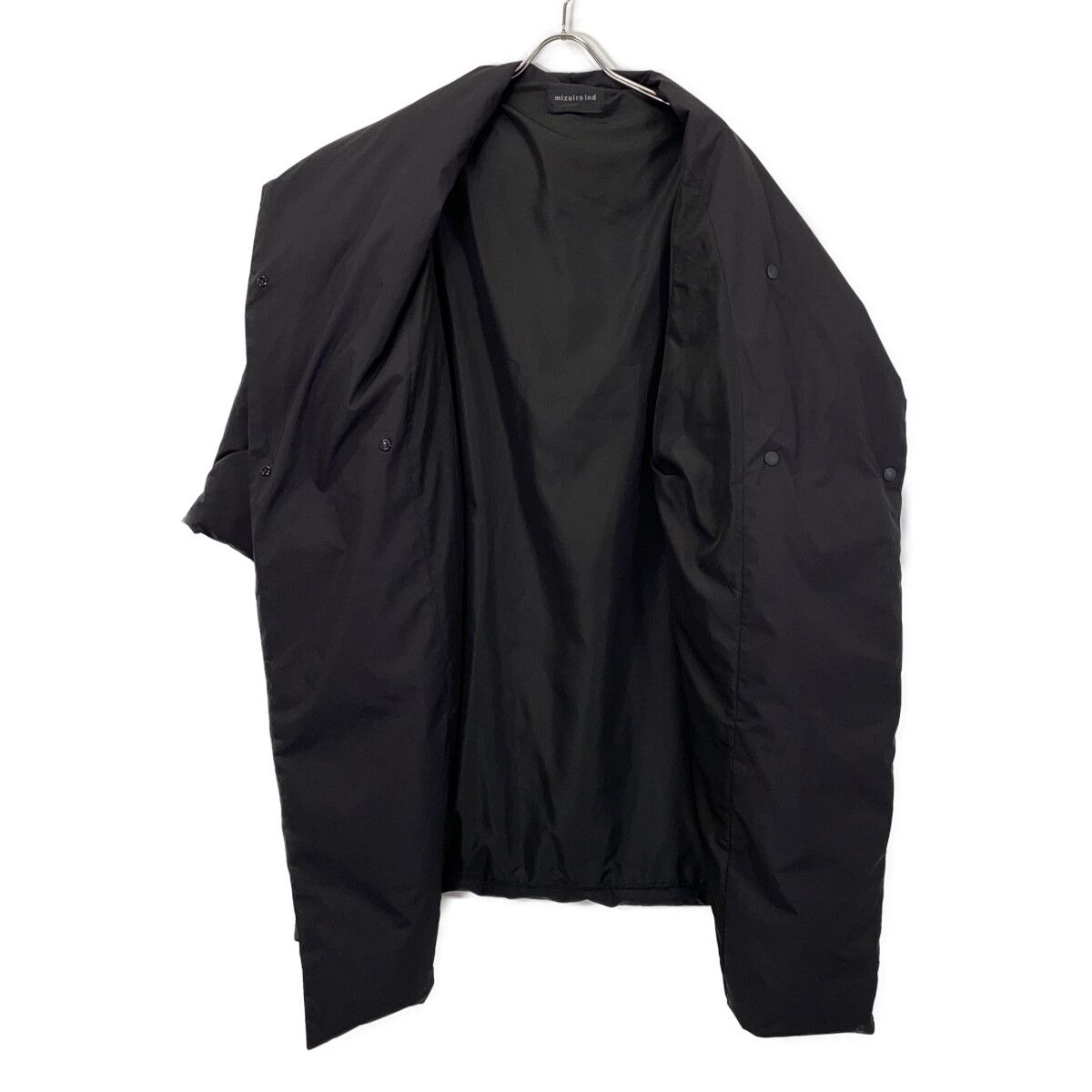 mizuiro ind ミズイロ インド ﾌﾞﾗｯｸ ｼｮｰﾙｶﾗｰ ﾄﾞﾚｰﾌﾟﾗｲﾄﾀﾞｳﾝｺｰﾄ F