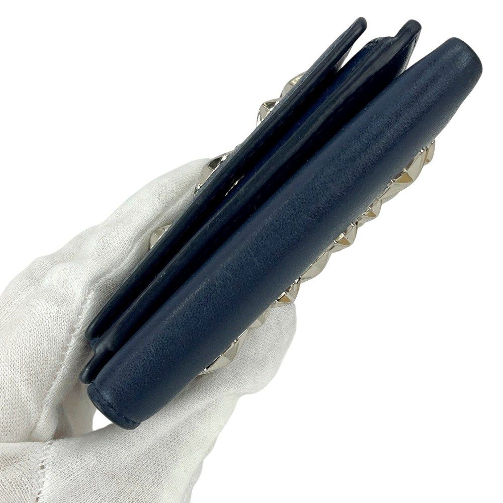 美品　ジミーチュウ星型スタッズ ネイビー 三つ折り財布 ジミーチュウ □美品□ スタースタッズ 三つ折り 財布 ミニ コンパクト