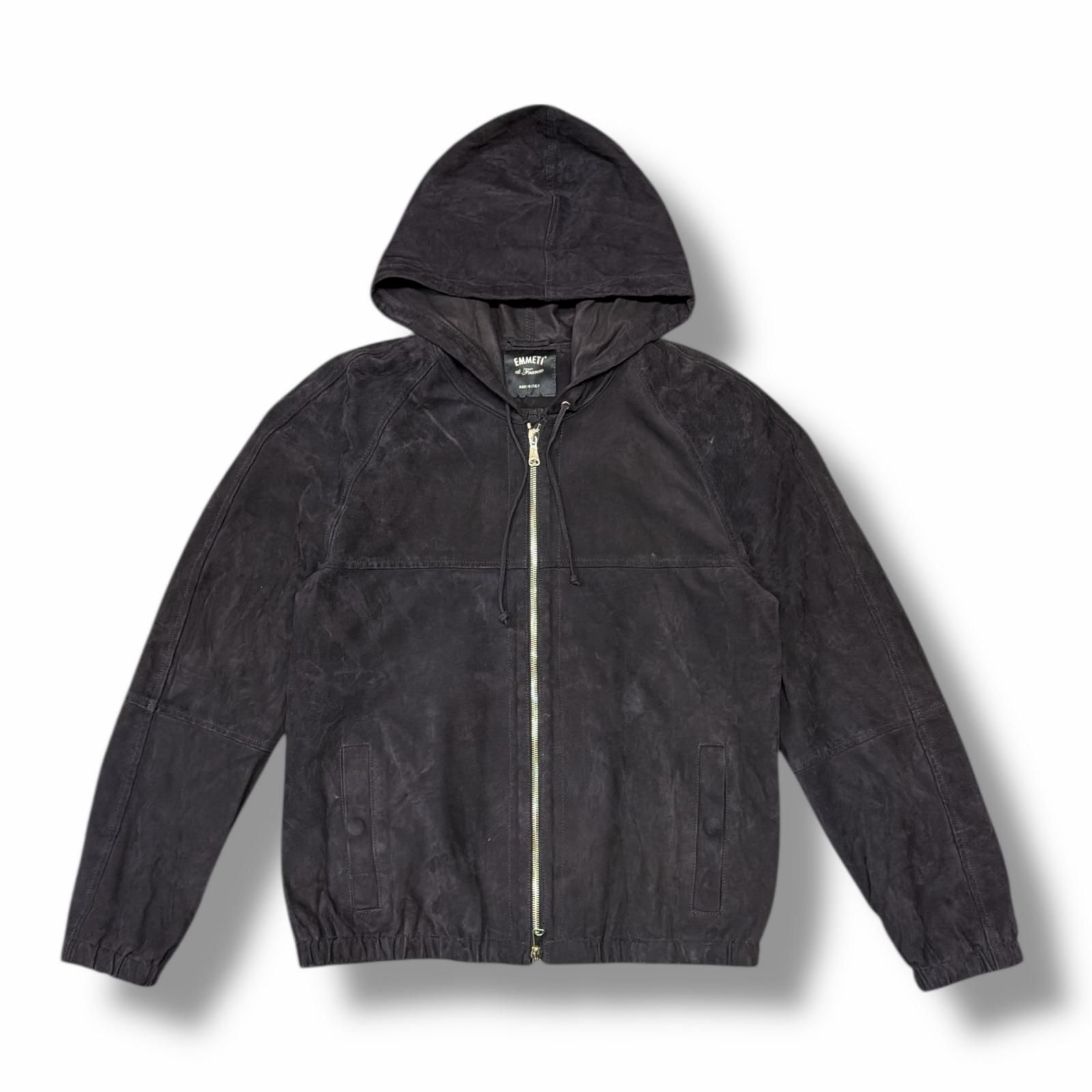 EMMETI GOATSKIN ジップパーカー レザー エンメティ ネイビー 48