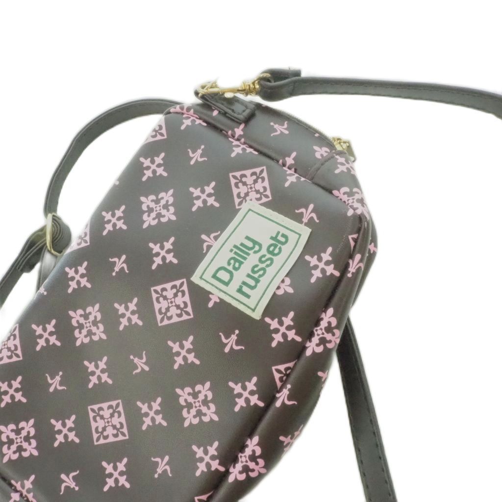 ラシット RUSSET Daily スクエア ミニショルダーバッグ 総柄 ブラウン