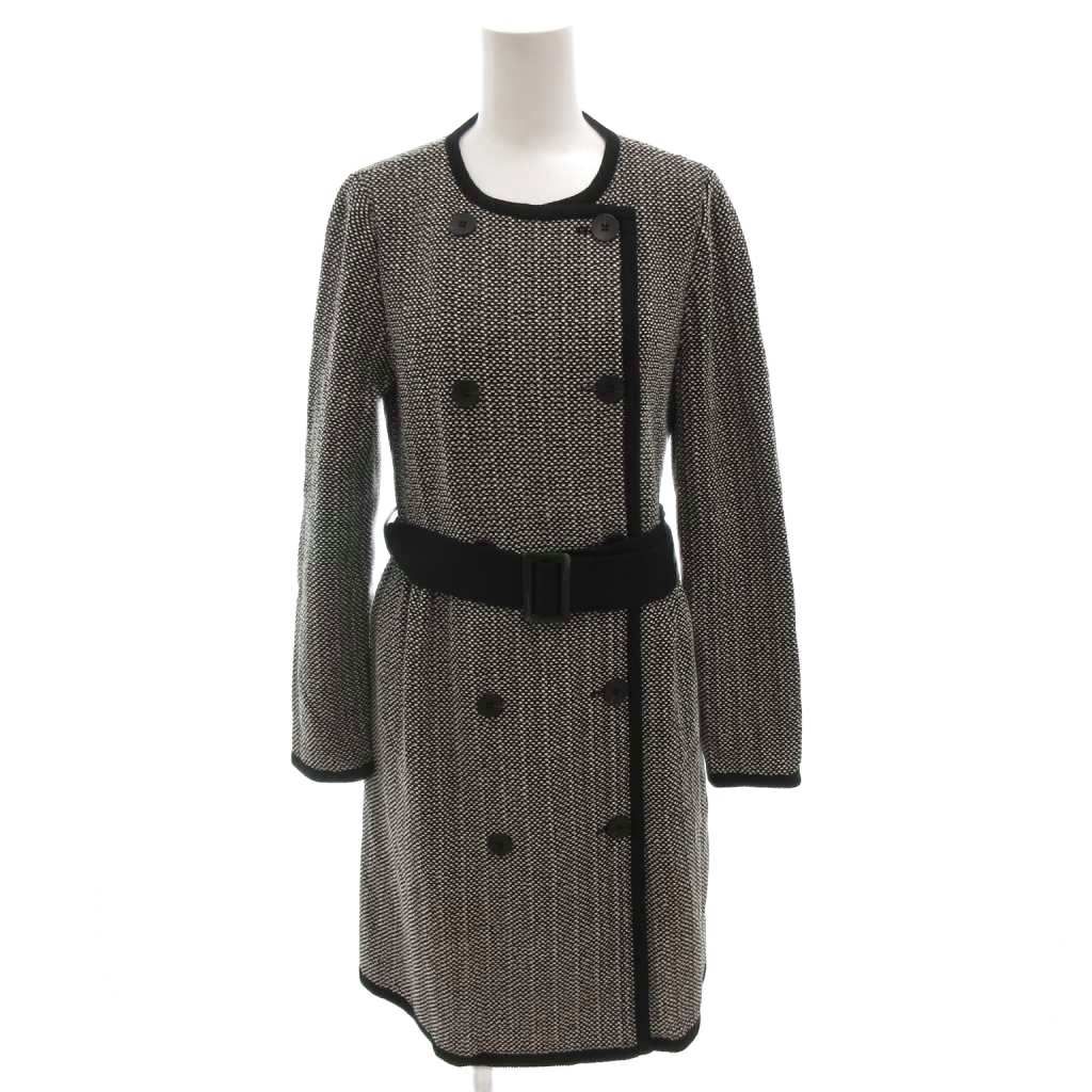 エポカ EPOCA ニットコート ノーカラー ダブル ツイード調 ベルト