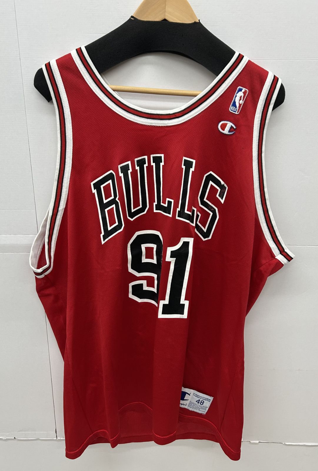 中古 90s Champion CHICAGO BULLS 91 RODMAN レプリカ ゲームシャツ