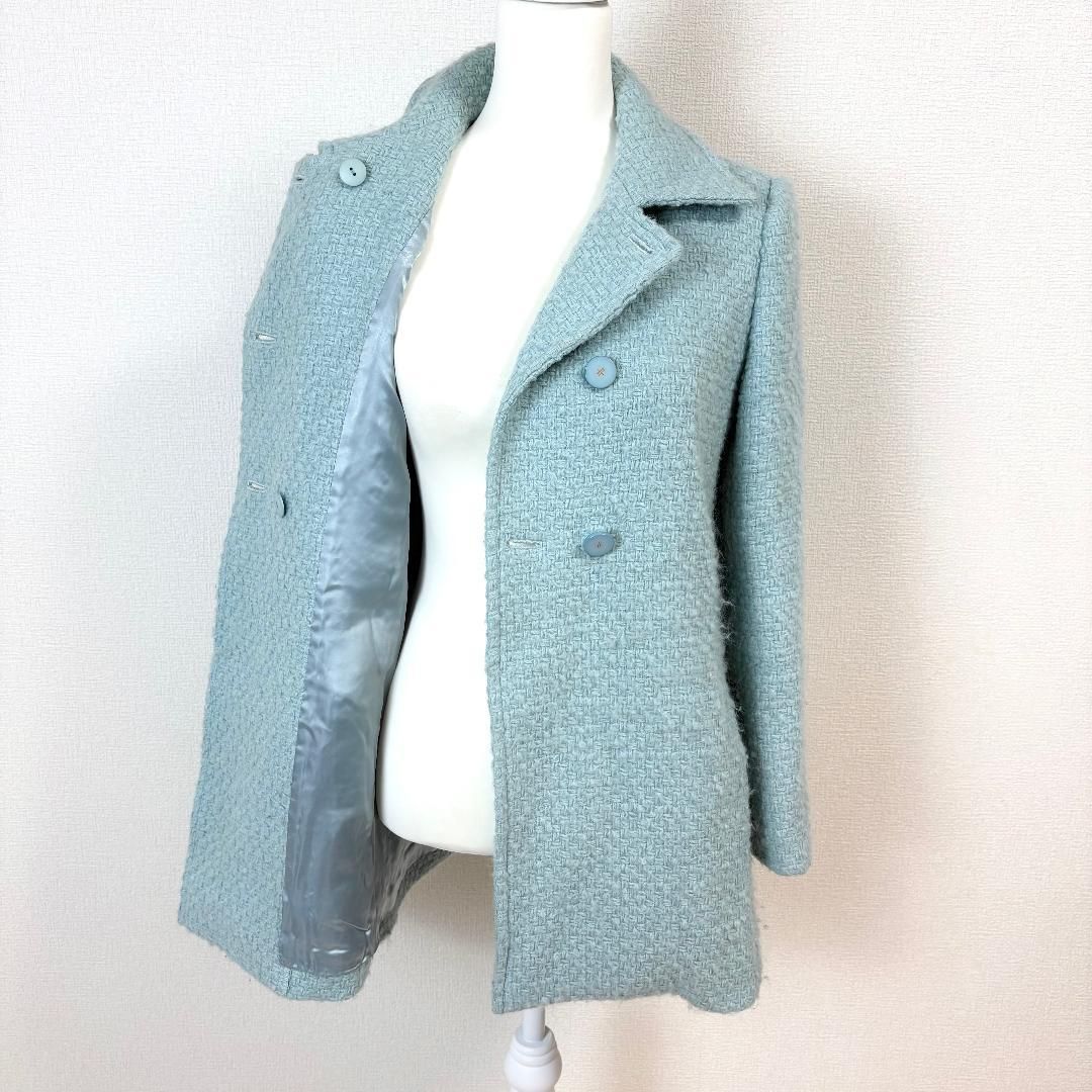 Harrods ハロッズ ウールショートコート 日本製 2 パステルブルー