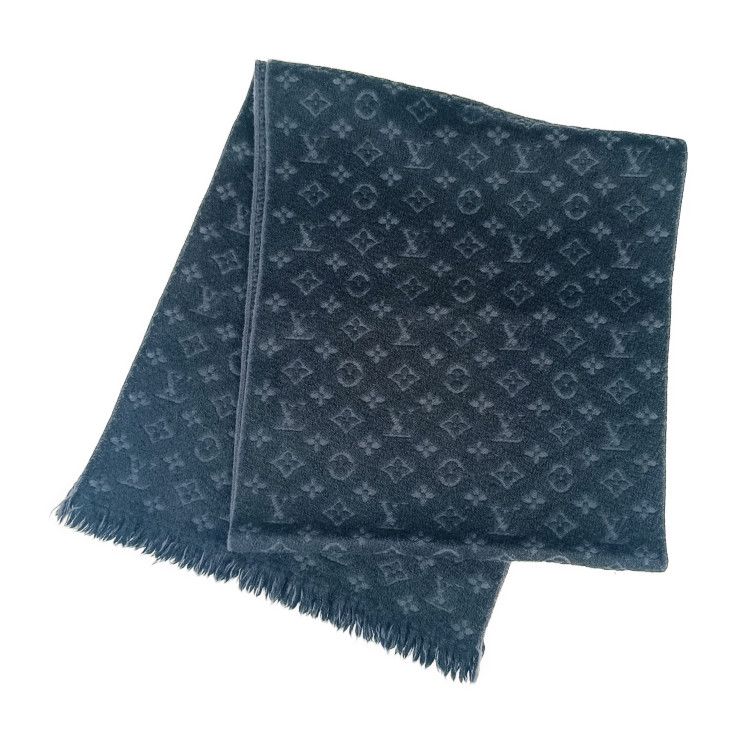 美品 LOUIS VUITTON ルイ ヴィトン マフラー マフラー･モノグラム クラシック M70520 ブラック ウール100％ メンズ フリンジ【本物保証】 美品 LOUIS VUITTON ルイ ヴィトン マフラー マフラー・モノグラム
