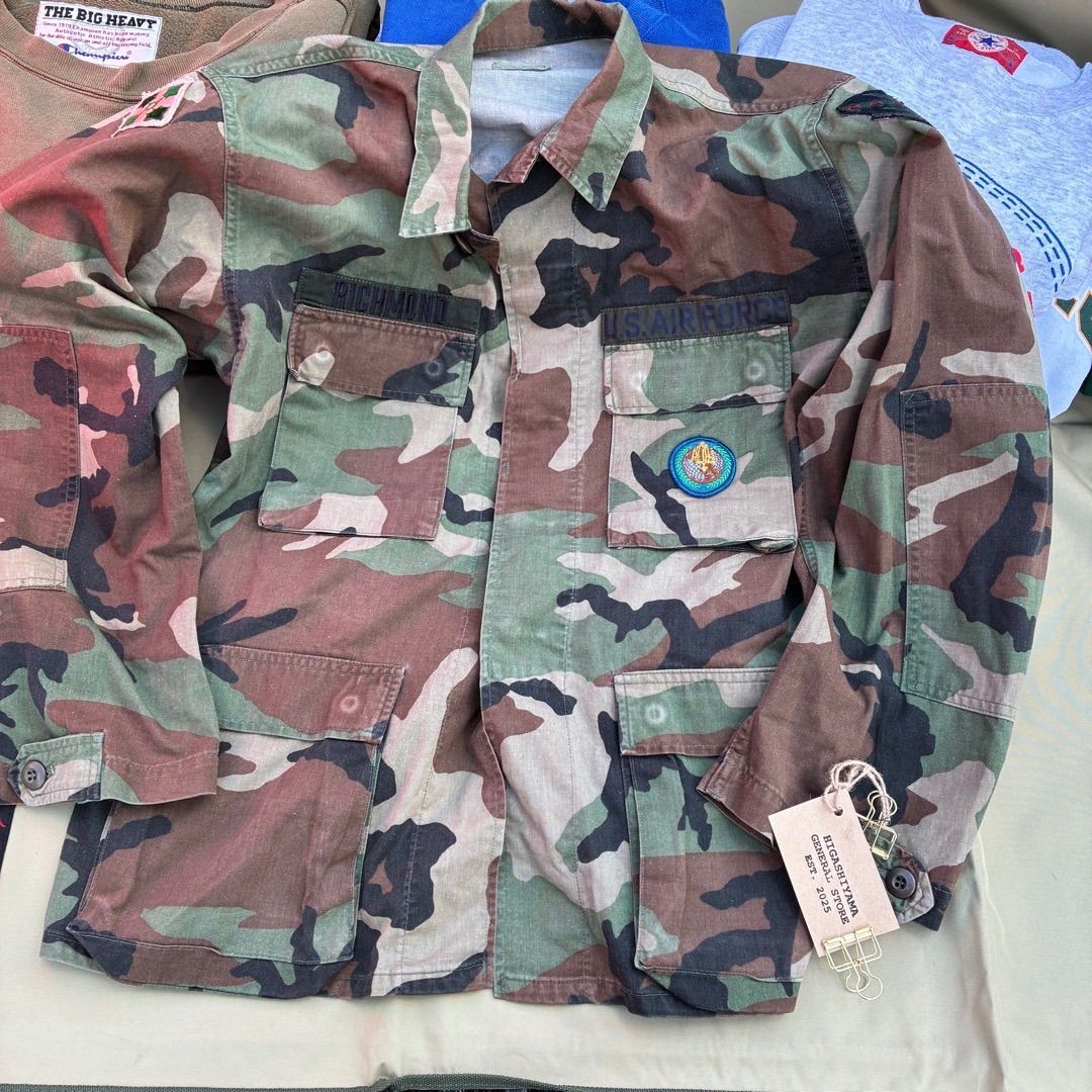 USA製 86年 米軍実物 BDUジャケット M-R フルパッチ ウッドランド 迷彩