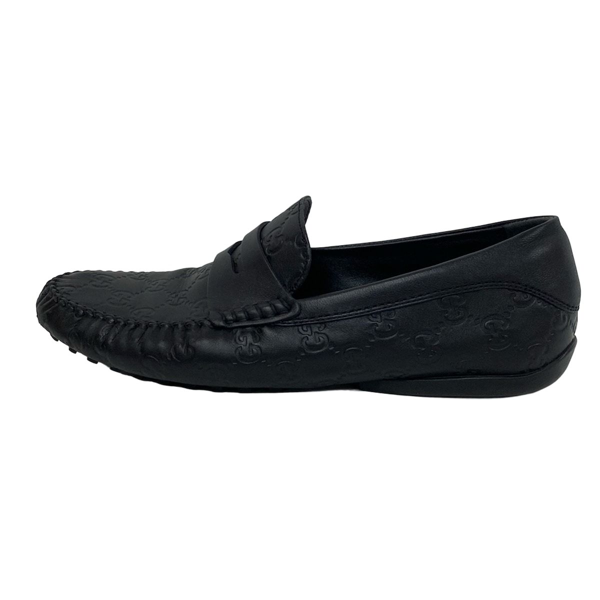 GUCCI(グッチ) ローファー 7 G メンズ - 黒 シマライン レザー - メルカリ