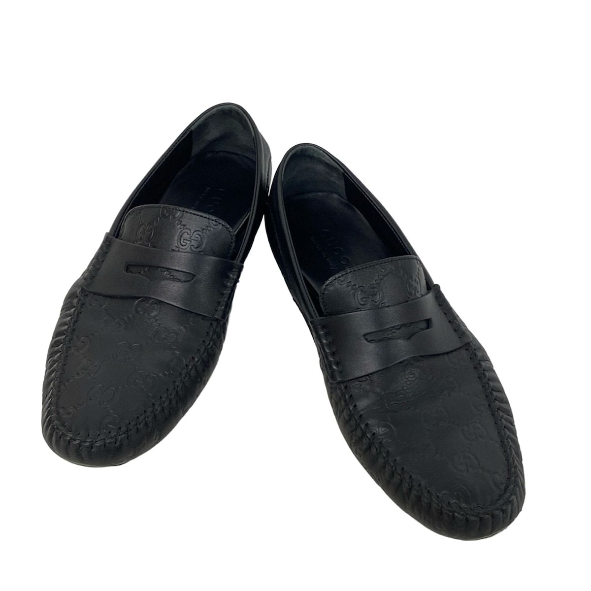 美品　GUCCI　ローファー　黒　7 GUCCI(グッチ) ローファー 7 G メンズ - 黒 シマライン レザー - メルカリ