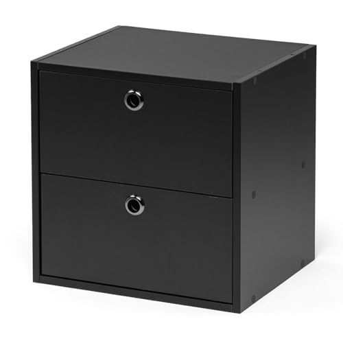 イーサプライ キューブ型収納ボックス 引き出し 幅35×奥行29.5×高さ35 cm 2段式 推し活収納棚 アクスタ DVD Switch ブラック EZ 1- 彡 2 a 637 ee 7