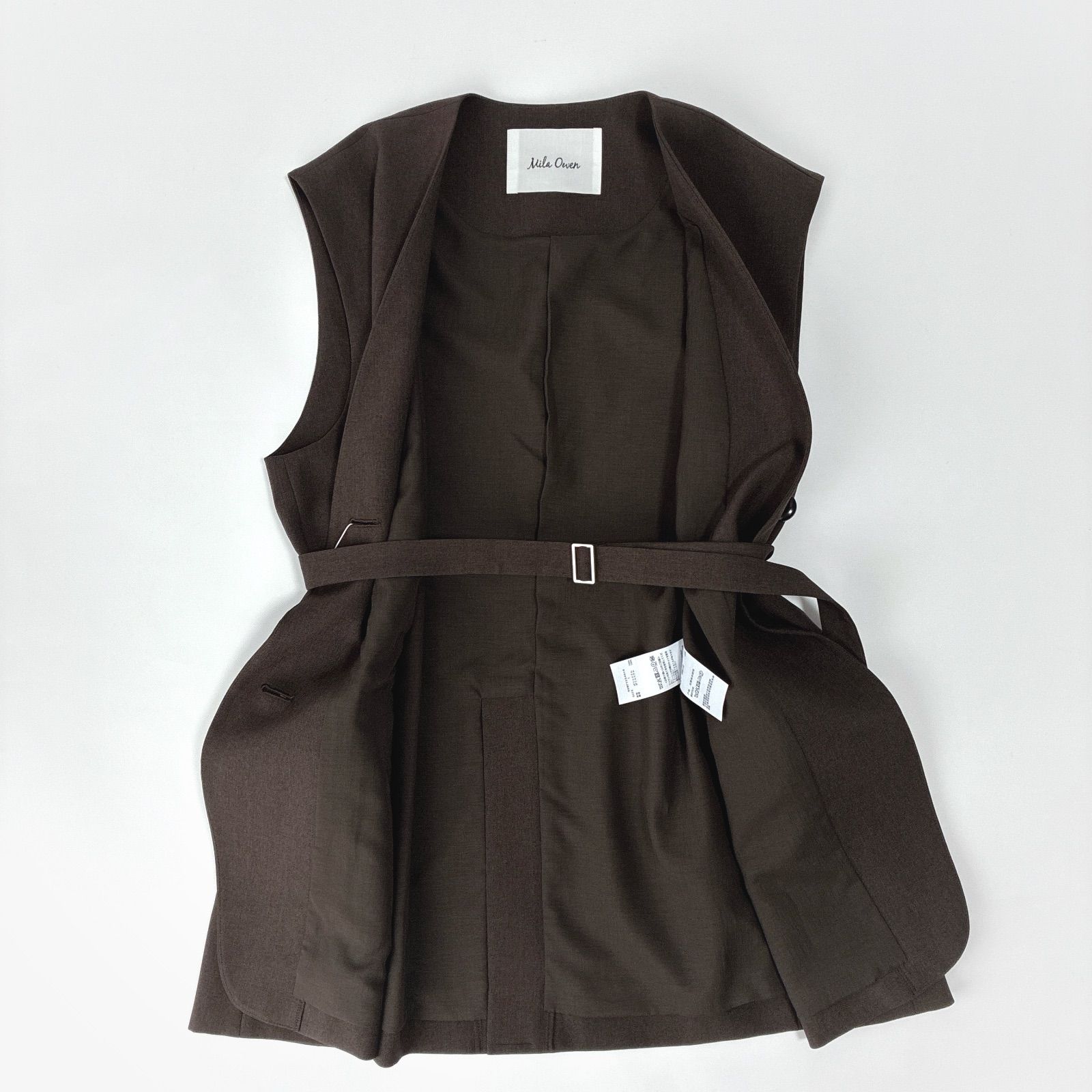 美品　25AW Mila Owen 共ベルト付きオーバーサイズノーカラーベスト Mila Owen｜共ベルト付きオーバーサイズノーカラーベスト | Rakuten