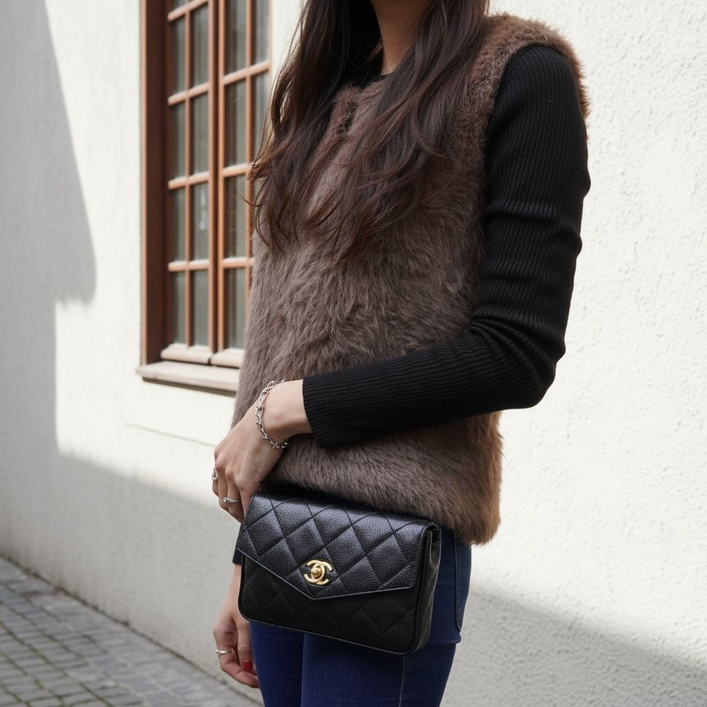 シャネル ココマーク ターンロック キャビアスキン ウエストポーチ